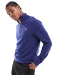 [PS Paul Smith] PS Paul Smith zebra logo half zip sweatshirt in blue Chest 38 BLUE