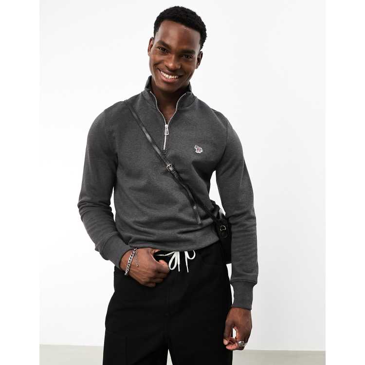PS Paul Smith zebra logo half zip sweatshirt in charcoal heather | ASOS