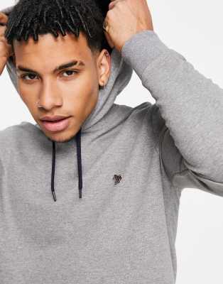 Ps By Paul Smith Zebra-embroidered Cotton Hoody In Grey