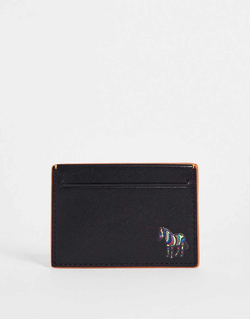 Ps By Paul Smith Zebra Logo Leather Card Holder In Black