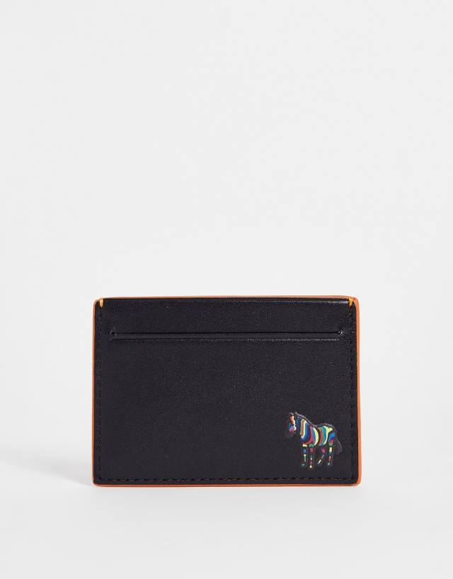 PS Paul Smith zebra logo leather card holder in black