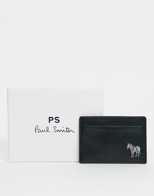 PS Paul Smith zebra logo leather credit card holder in black
