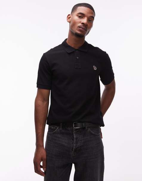 PS Paul Smith zebra logo polo t-shirt in black - view 1