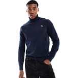 [PS Paul Smith] PS Paul Smith zebra logo roll neck jumper in navy Chest 40 NAVY
