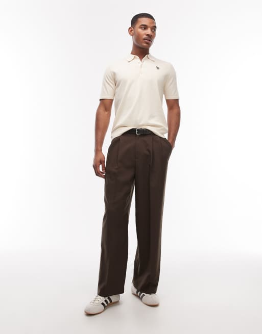 PS Paul Smith zebra logo short sleeve sweat polo t-shirt in beige, 2 of 5
