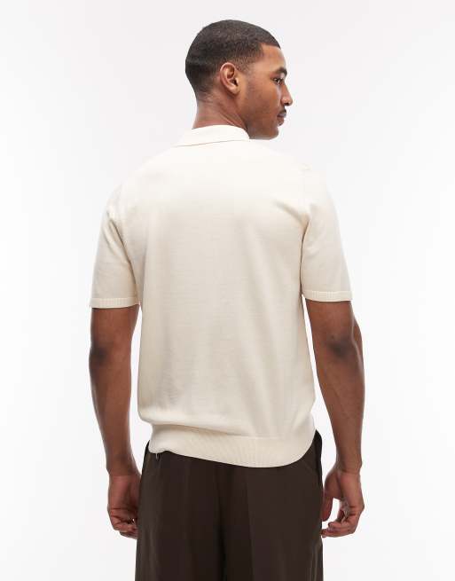 PS Paul Smith zebra logo short sleeve sweat polo t-shirt in beige, 3 of 5