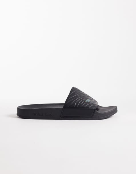 PS Paul Smith zebra logo slidders in black - view 1