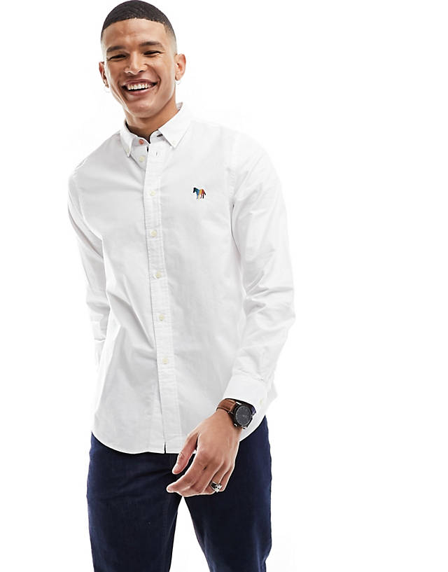 PS Paul Smith - zebra logo tailored fit oxford shirt buttondown in white