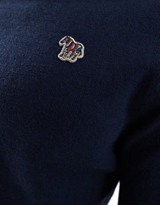 Ps By Paul Smith Zebra Logo Turtle Neck Sweater In Blue