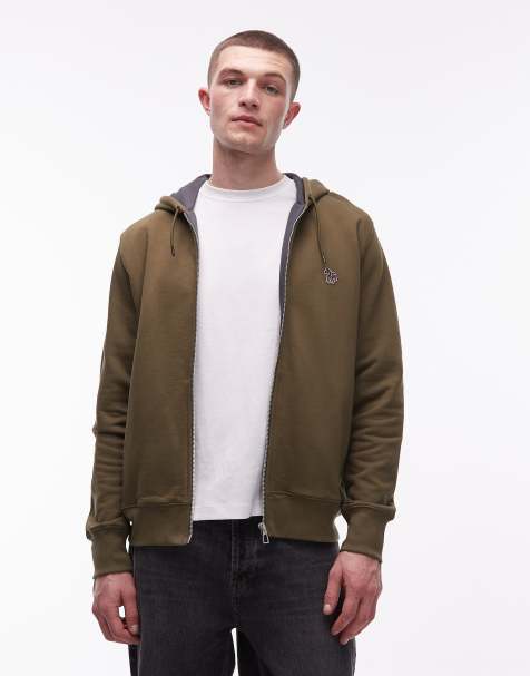 PS Paul Smith zebra logo zip-through hoodie in olive - view 1
