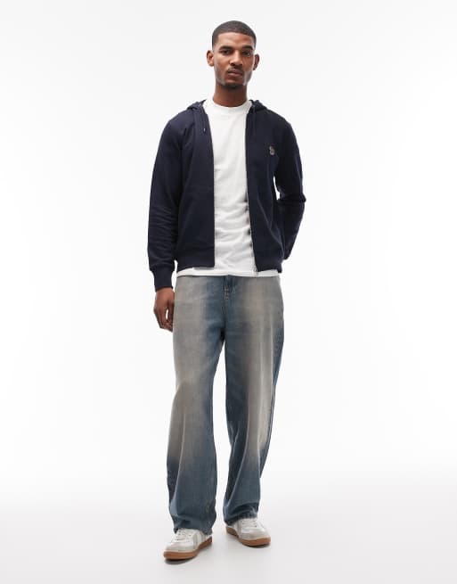 PS Paul Smith zebra logo zip thru hoodie in navy, 2 of 5