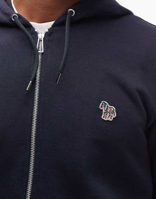 PS Paul Smith zebra logo zip thru hoodie in navy, 5 of 5