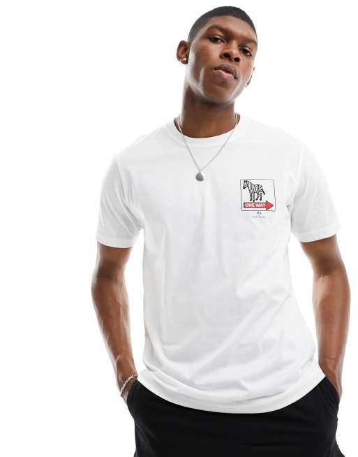 PS Paul Smith zebra one way back print t-shirt in white | ASOS