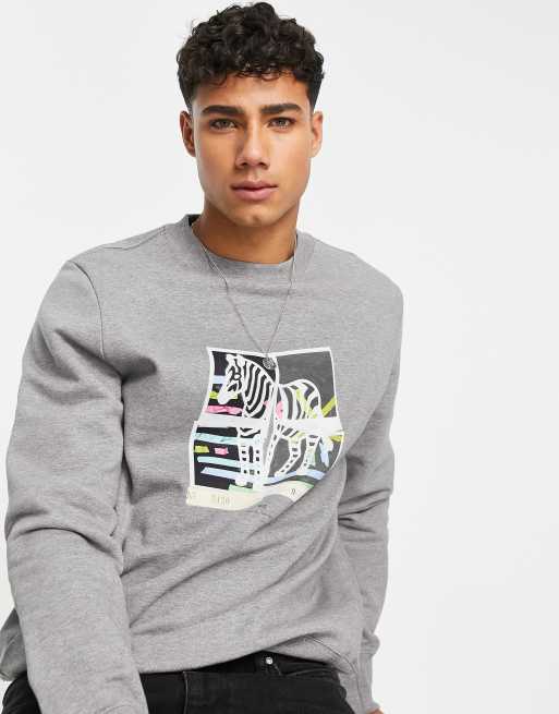 PS Paul Smith zebra photo print sweatshirt in gray ASOS