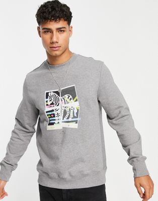 PS Paul Smith zebra photo print sweatshirt in grey