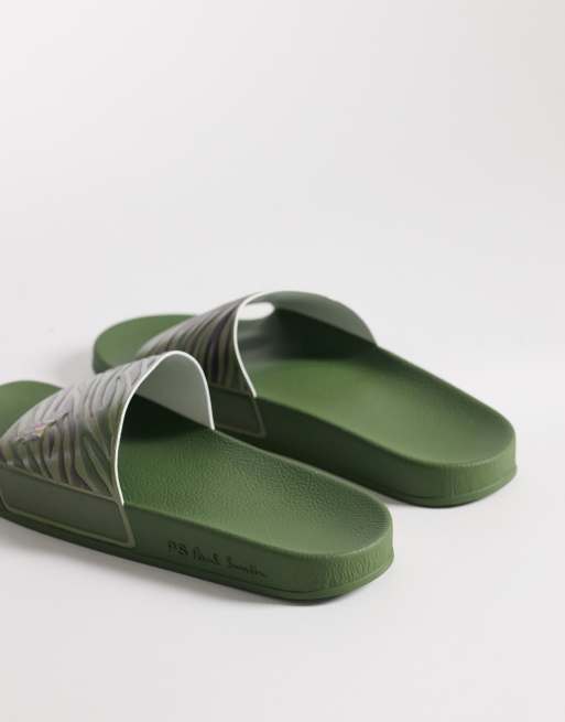 PS Paul Smith zebra print sliders in green, 4 of 4