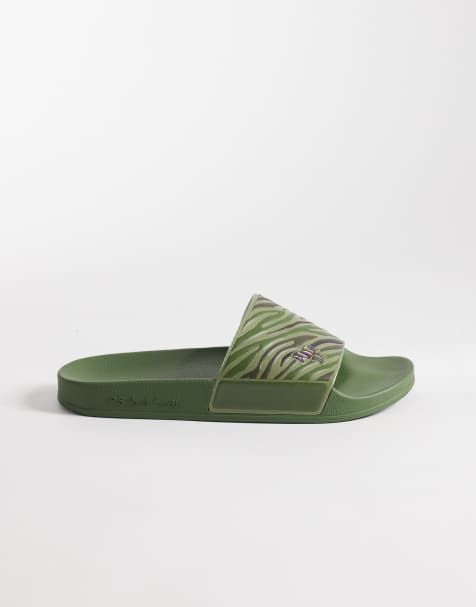 PS Paul Smith zebra print slides in green - view 1