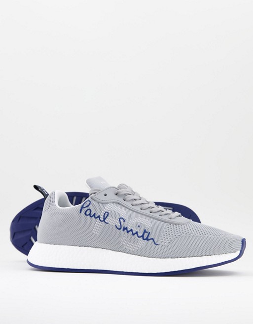 PS Paul Smith Zeus knitted trainers with large logo in grey
