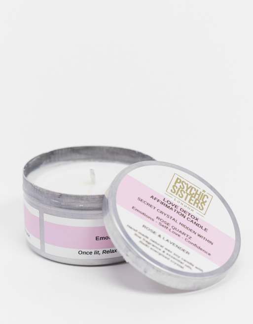 Psychic Sisters – Love Detox Crystal Infused – Świeca afirmacyjna z kryształem