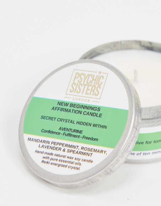 Psychic Sisters New Beginnings Crystal Infused Affirmation Candle, 3 of 4