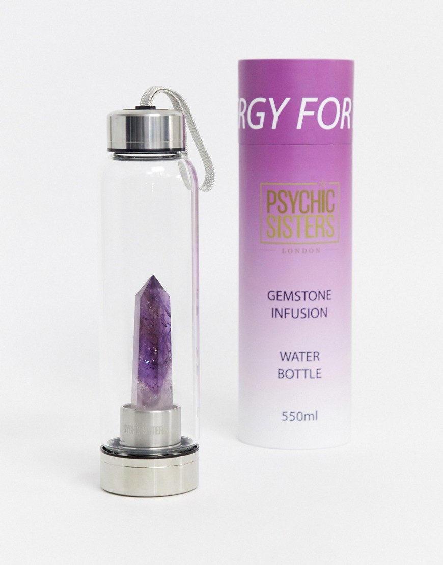 Psychic Sisters – Vattenflaska i glas med halvädelsten-Flerfärgad