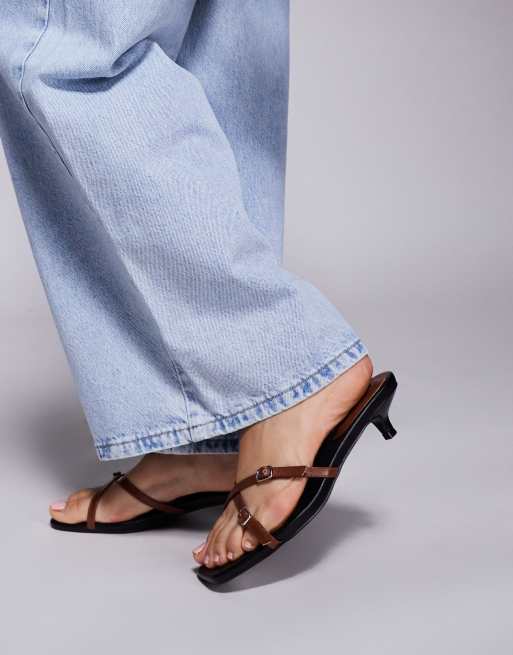 Public Cindita slip on kitten heel sandals in black