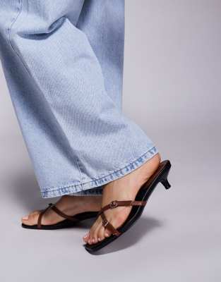 Public Cindita - Slipper-Sandalen in Schwarz mit Pfennigabsatz