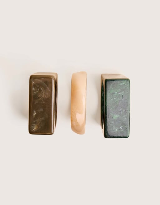 Public Desire 3 pack square resin bangle set in multi, 3 of 3