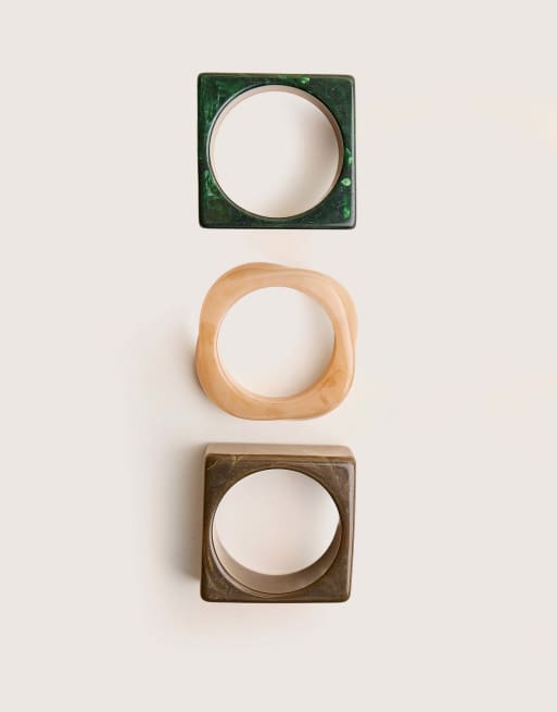 Public Desire 3 pack square resin bangle set multi in multi