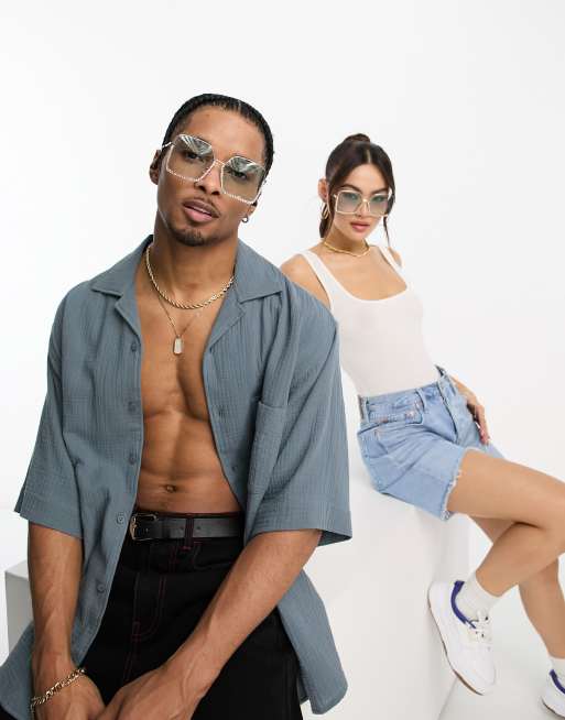 Public Desire 70s oversized metal frame sunglasses in silver  display picture 1