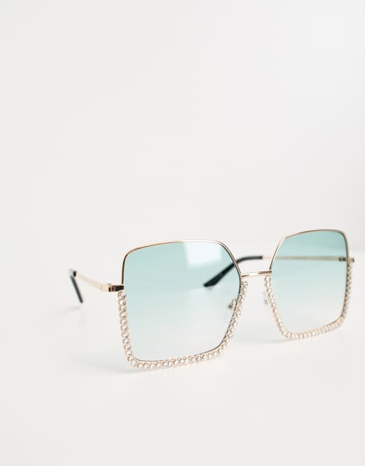Public Desire 70s oversized metal frame sunglasses in silver 