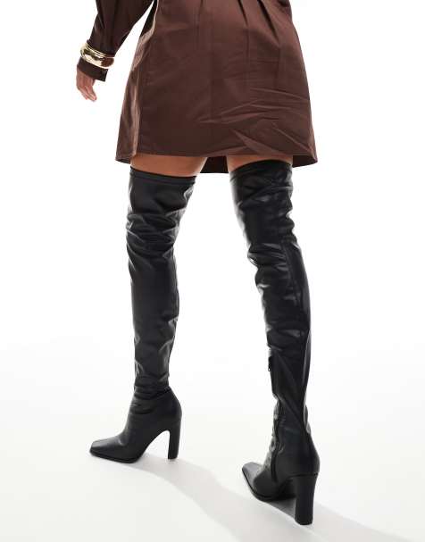 Public Desire Acquaria over the knee boots in black - view 1