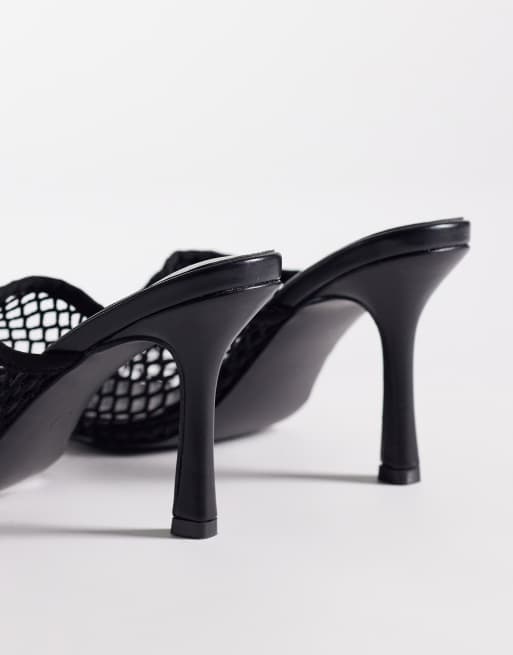 Public Desire Ada mesh heeled mules in black, 2 of 4