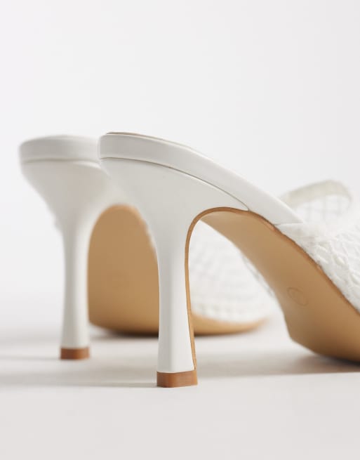 Public Desire – Ada – Netzstoff-Mules in Weiß mit Absatz, 4 von 4