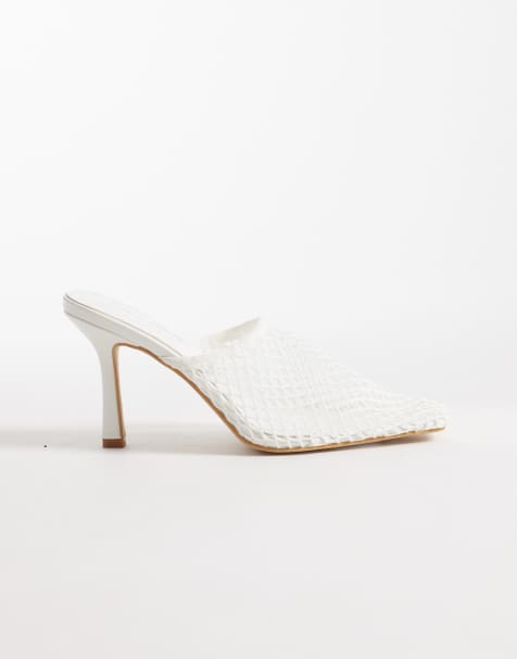 Public Desire – Ada – Vita mules i mesh med klack - view 1