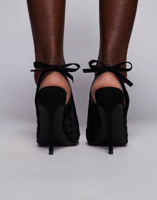 Public Desire Adina slingback heeled shoes in black polka dot, 4 of 4