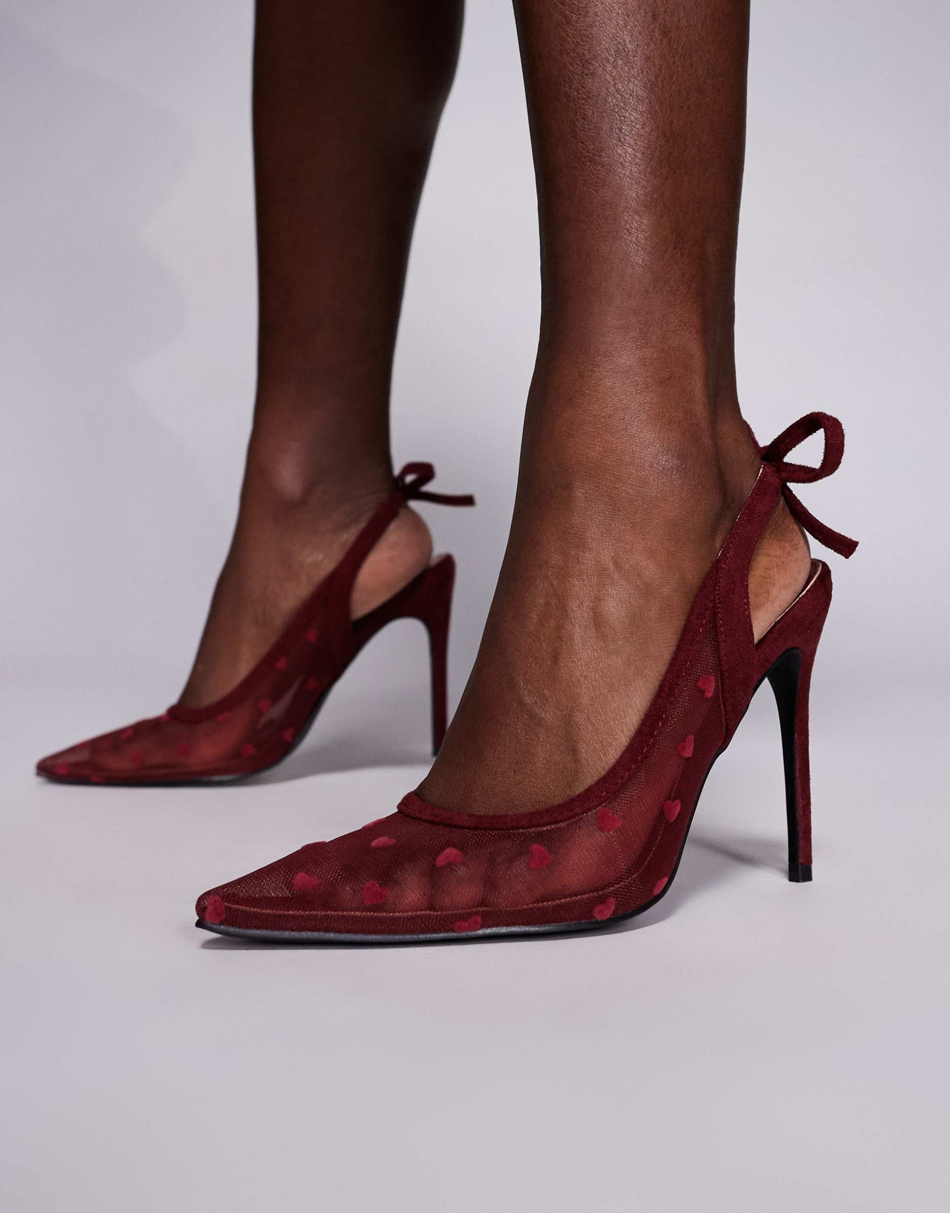 public desire adina slingback heeled shoes in burgundy hearts