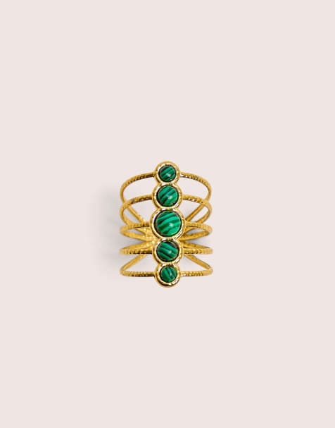 Public Desire Adjustable layered resin detail ring in gold - view 1