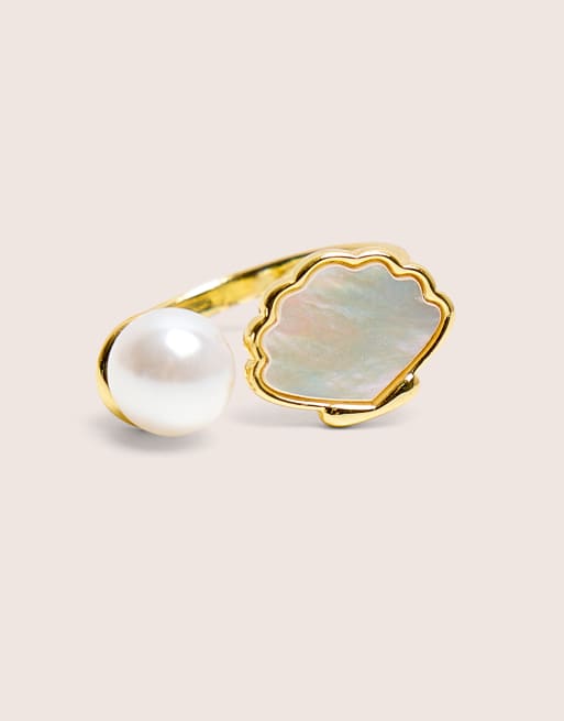 Public Desire Adjustable pearl ring in gold, 3 of 3