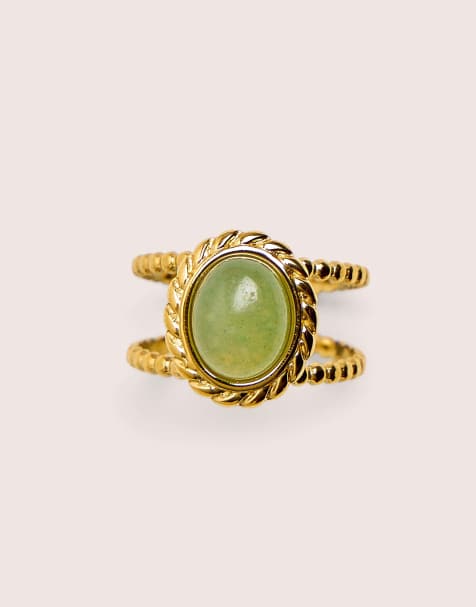 Public Desire Adjustable twist detail resin ring in gold - view 1