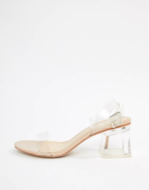 Public Desire Afternoon mid clear heeled sandals