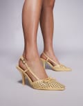 [Public Desire] Public Desire Alchemy laser cute slingback heels with bow in yellow 40 Yellow