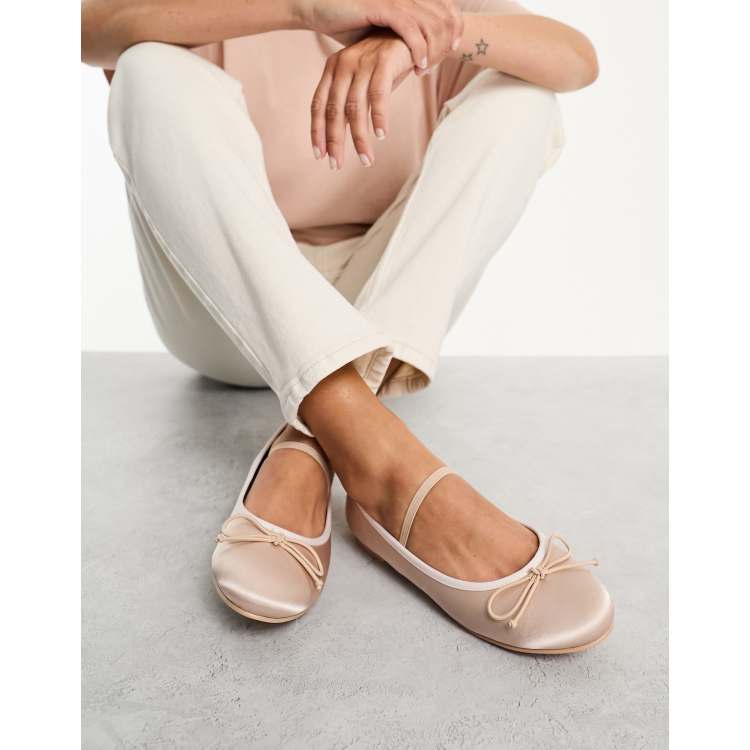 Public Desire Alexa ballet pumps in baby pink satin