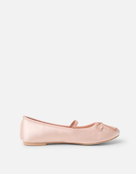 Public Desire Alexia satin flat ballet pumps in pink satin - view 1