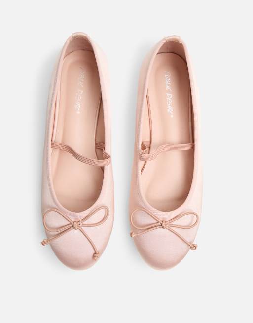 Public Desire Alexia satin flat ballet pumps in pink satin, 2 of 4