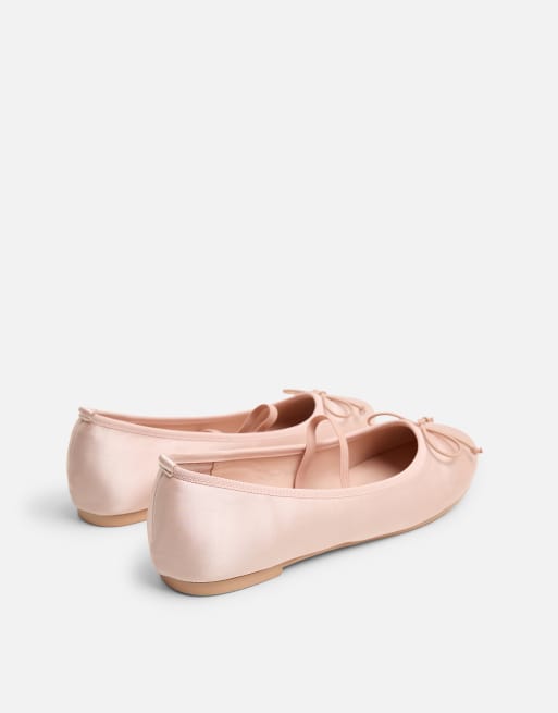 Public Desire Alexia satin flat ballet pumps in pink satin, 3 of 4