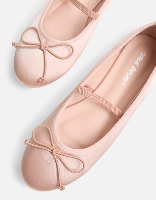 Public Desire Alexia satin flat ballet pumps in pink satin, 4 of 4
