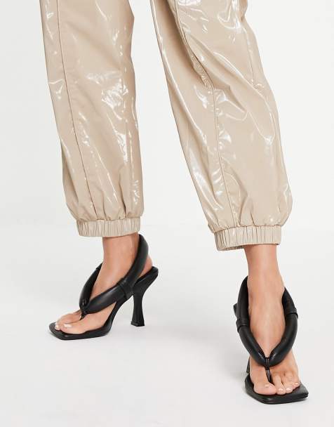 Public Desire Alina padded toe post sandals in black - view 1