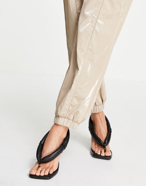Public Desire Alina padded toe post sandals in black, 4 of 4