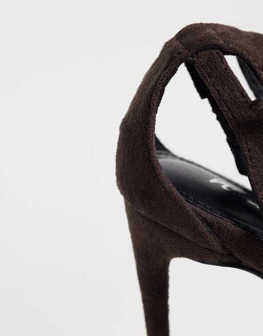 Public Desire Allegedly heeled pumps in chocolate suedette, 4 of 4